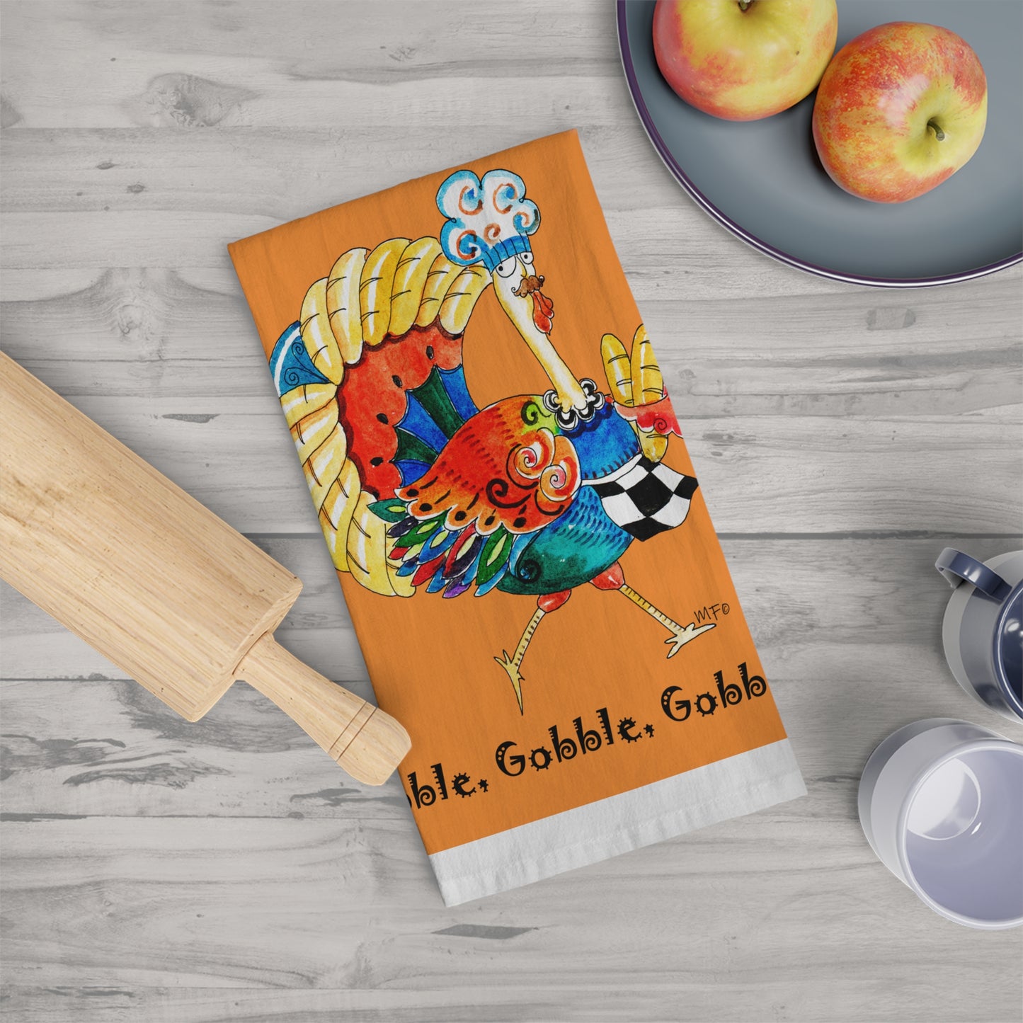Thanksgiving, Talk Turkey to Me! Kitchen Towel by artist Marie Frederique