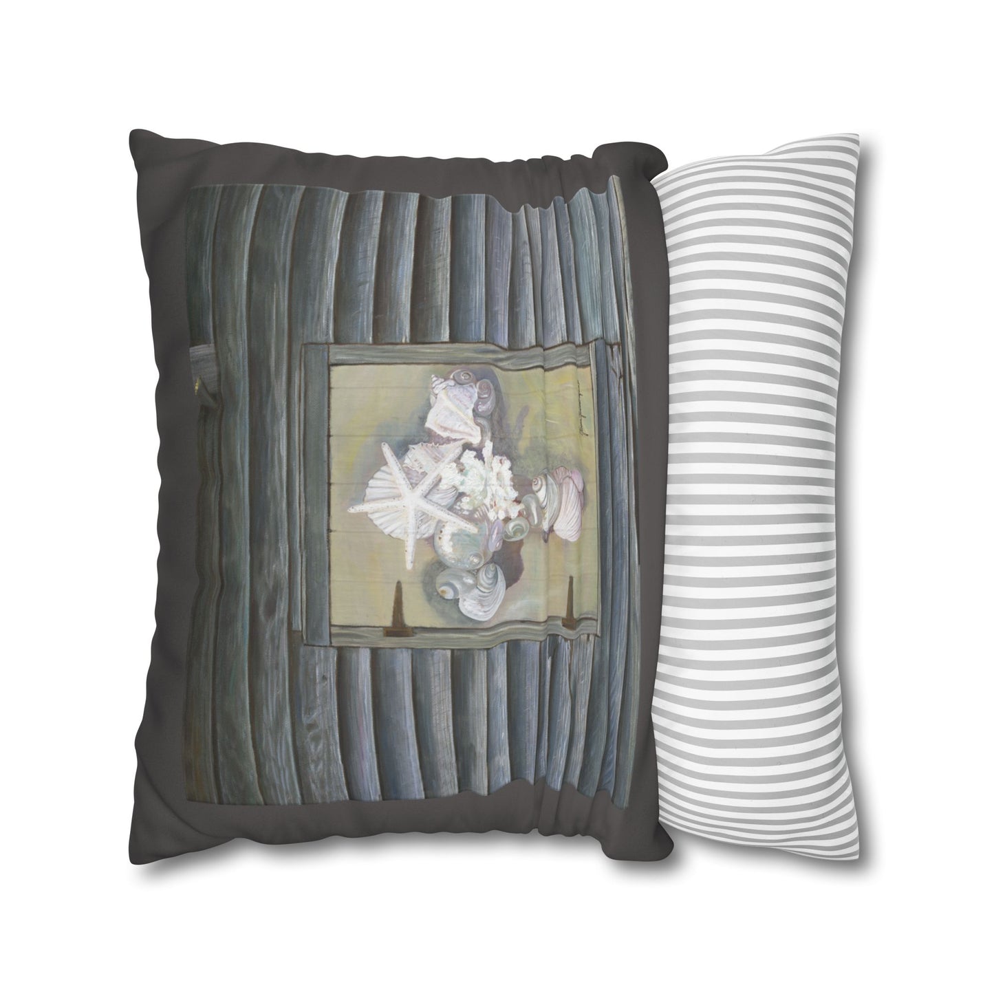 Coastal Starfish Cross, Faux Suede Pillowcase by artist Marie Frederique