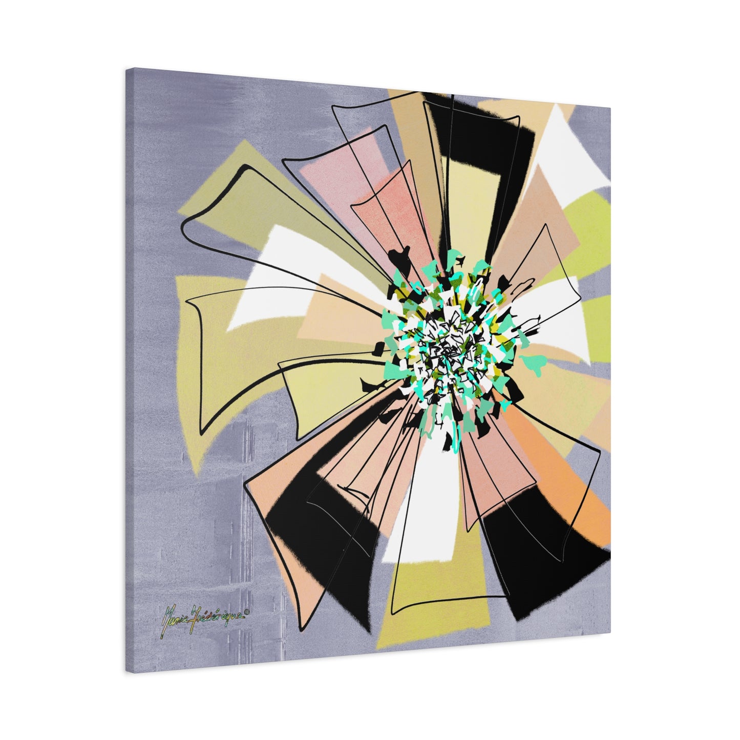 Abstract Floral Pinwheel Canvas Art Print by artist Marie Frederique