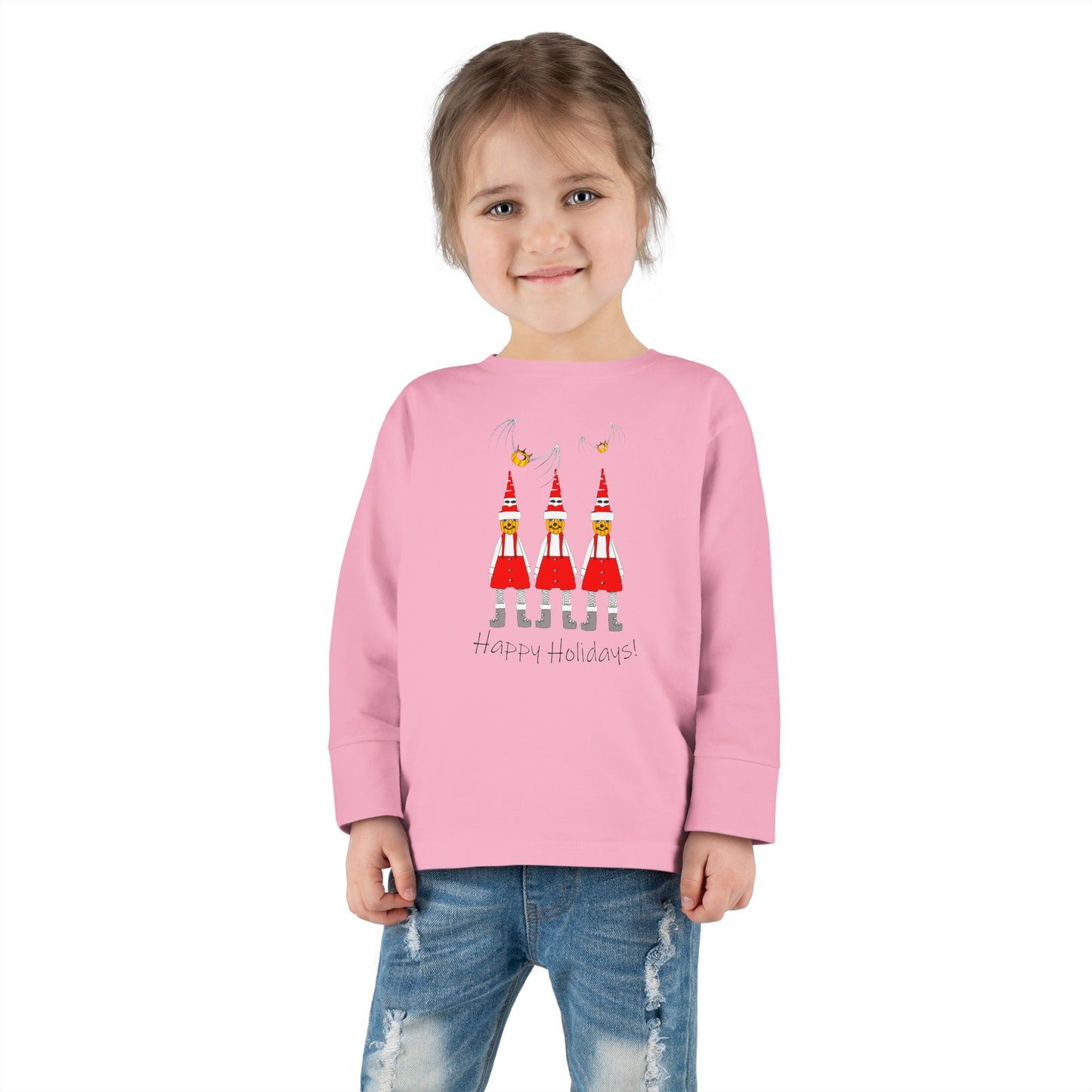 Holiday Pumpkin Santas - Toddler Long Sleeve Tee by artist Marie Frederique