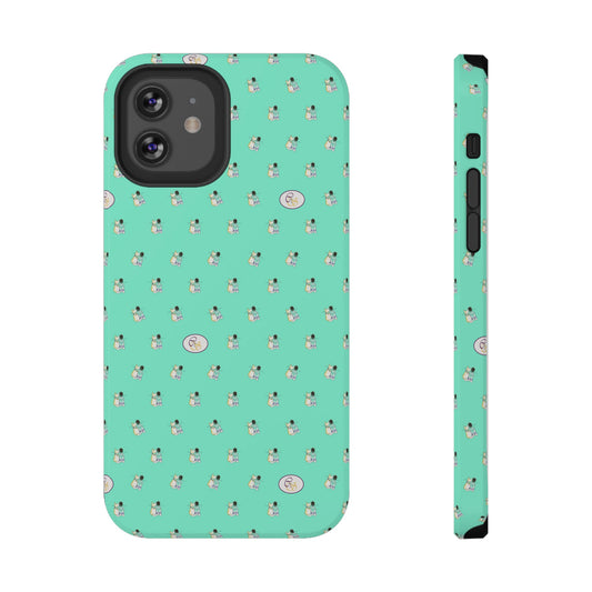 CTS Aqua - repeat pattern boy and dog, Impact-Resistant Phone Cases by artist Marie Frederique