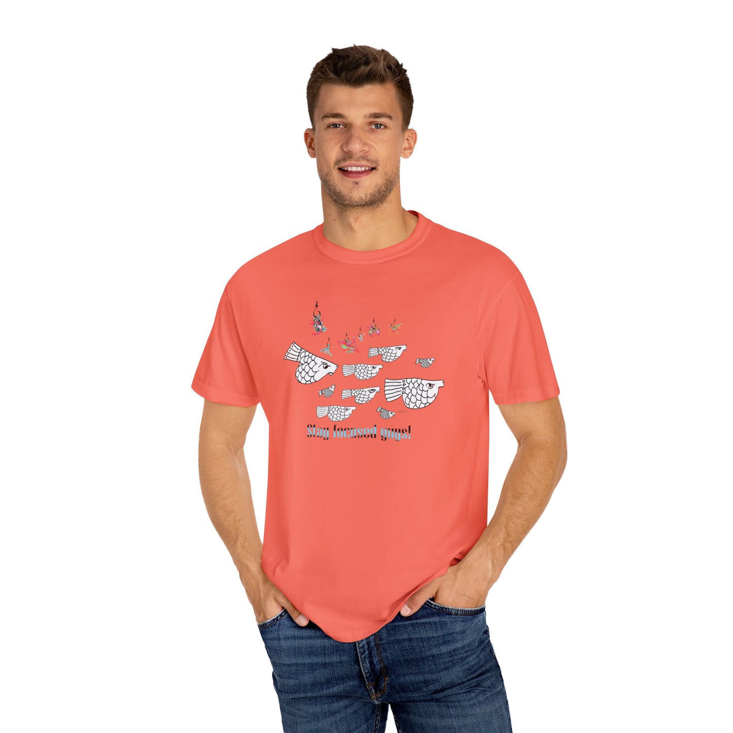 Stay Focused, Fishing Inspirational Graphic Tee by artist Marie Frederique