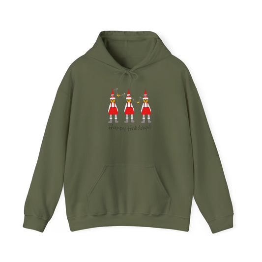 Holiday Pumpkin Santas - Unisex Heavy Blend™ Hooded Sweatshirt by artist Marie Frederique