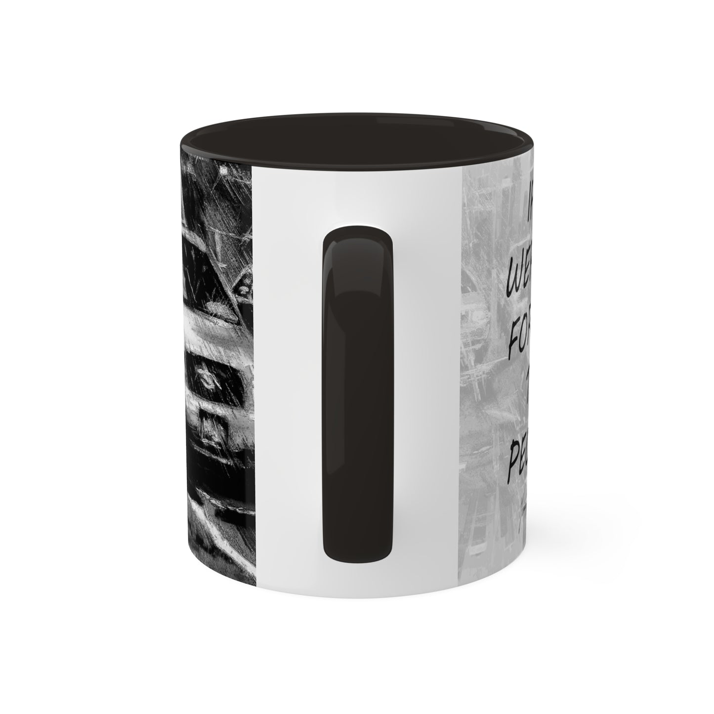 City Traffic - "If it weren't for all the people!" Black and white traffic Mug, 11oz by Artist Marie Frederique