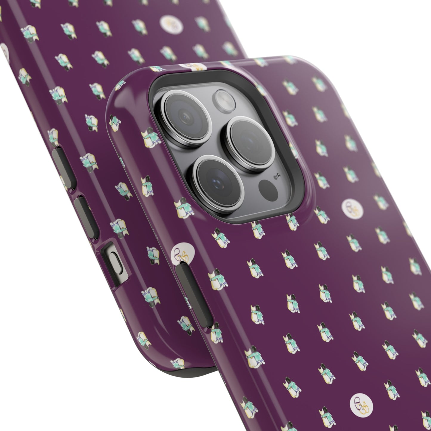 CTS Purple - repeat pattern boy and dog, Impact-Resistant Phone Cases by artist Marie Frederique