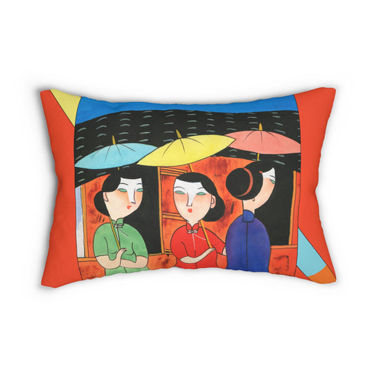 Vibrant Modern Art Lumbar Pillow, by artist Marie Frederique