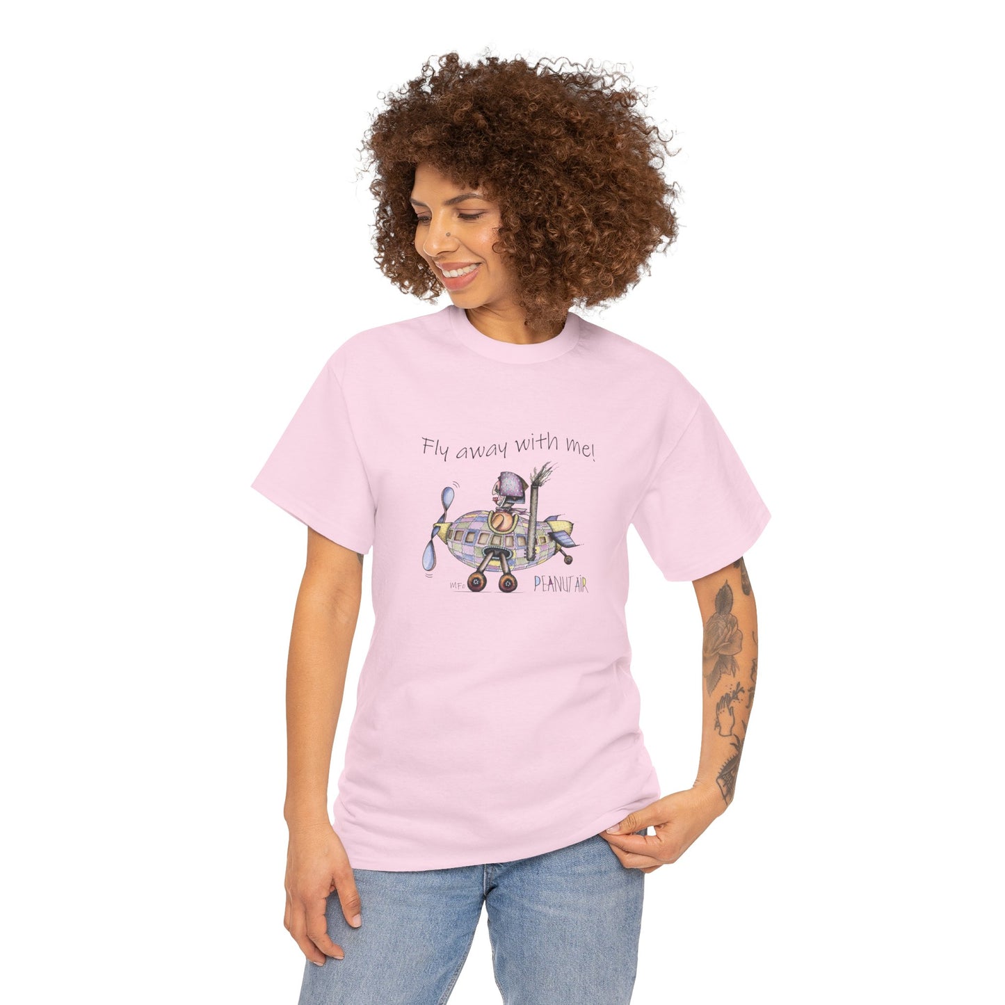 PEANUT AIR, "Fly away with me!" Unisex Heavy Cotton Tee by artist Marie Frederique (S - 5XL)