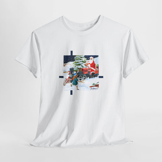 Vintage Santa Sleigh Christmas T-Shirt by artist Marie Frederique