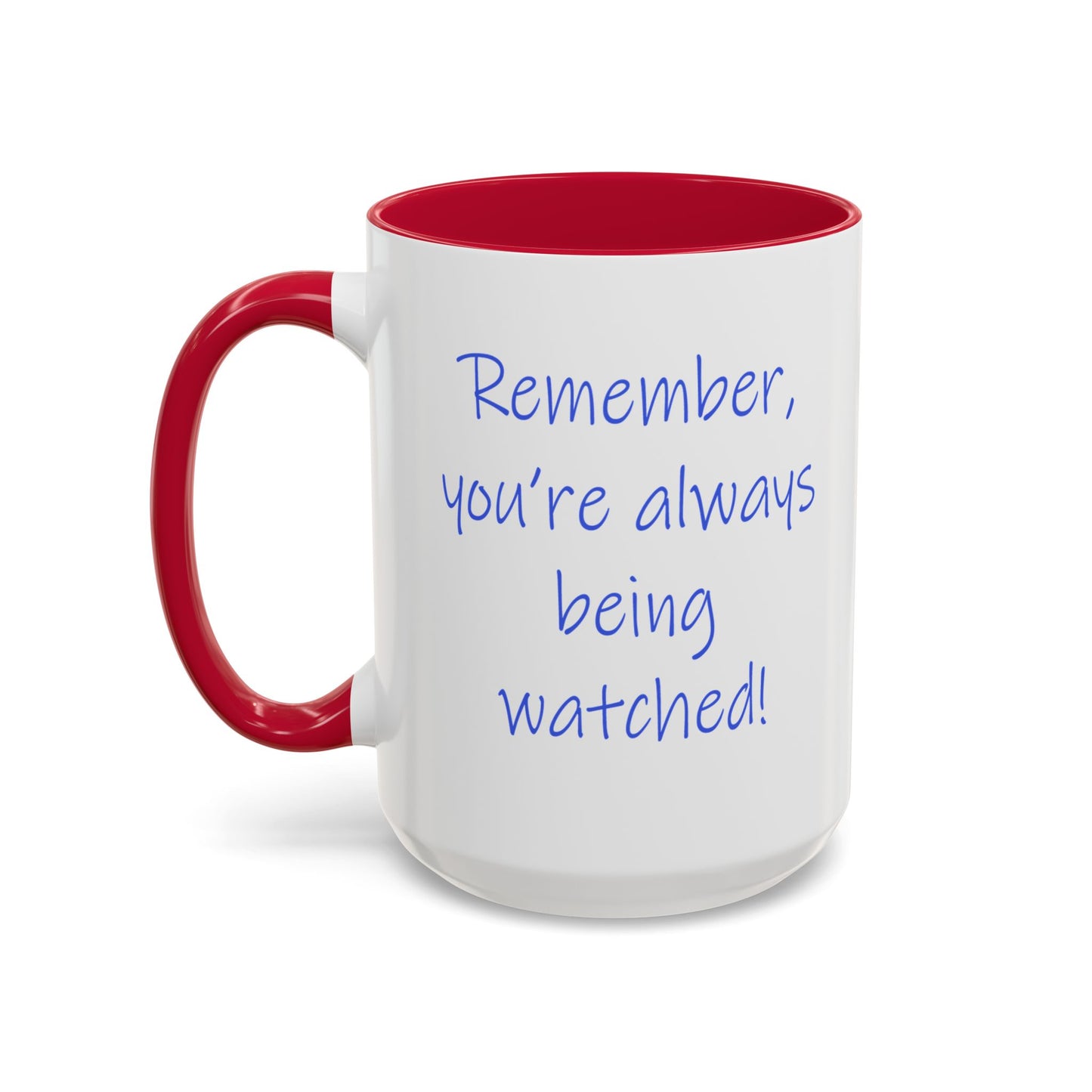 Leopard in a tree, "Remember, you're always being watched!" Mug by Artist Marie Frederique
