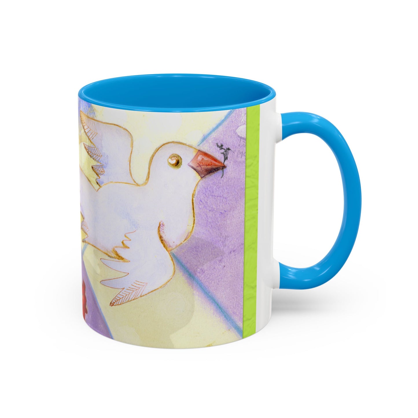 Colorful Dove, Peace offering - Colorful Mug by artist Marie Frederique