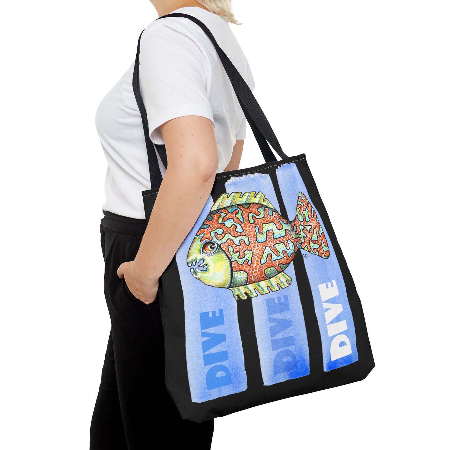 Scuba Dive Fish Tote Bag by artist Marie Frederique