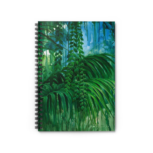 Green jungle leaves - Spiral Notebook - Ruled Line by Artist Marie Frederique