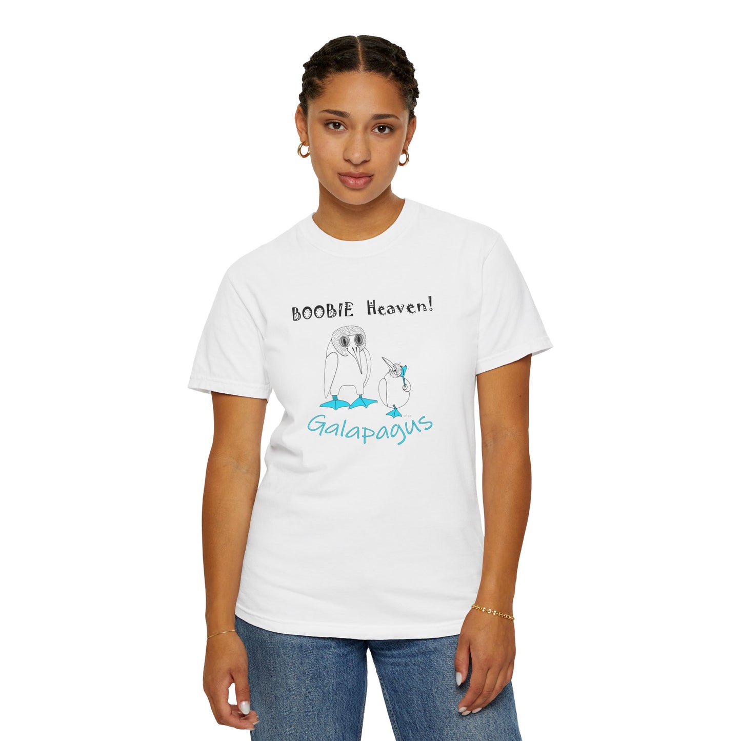 Galapagus Boobie Heaven Unisex T-Shirt - Fun and Quirky Bird Design by artist Marie Frederique