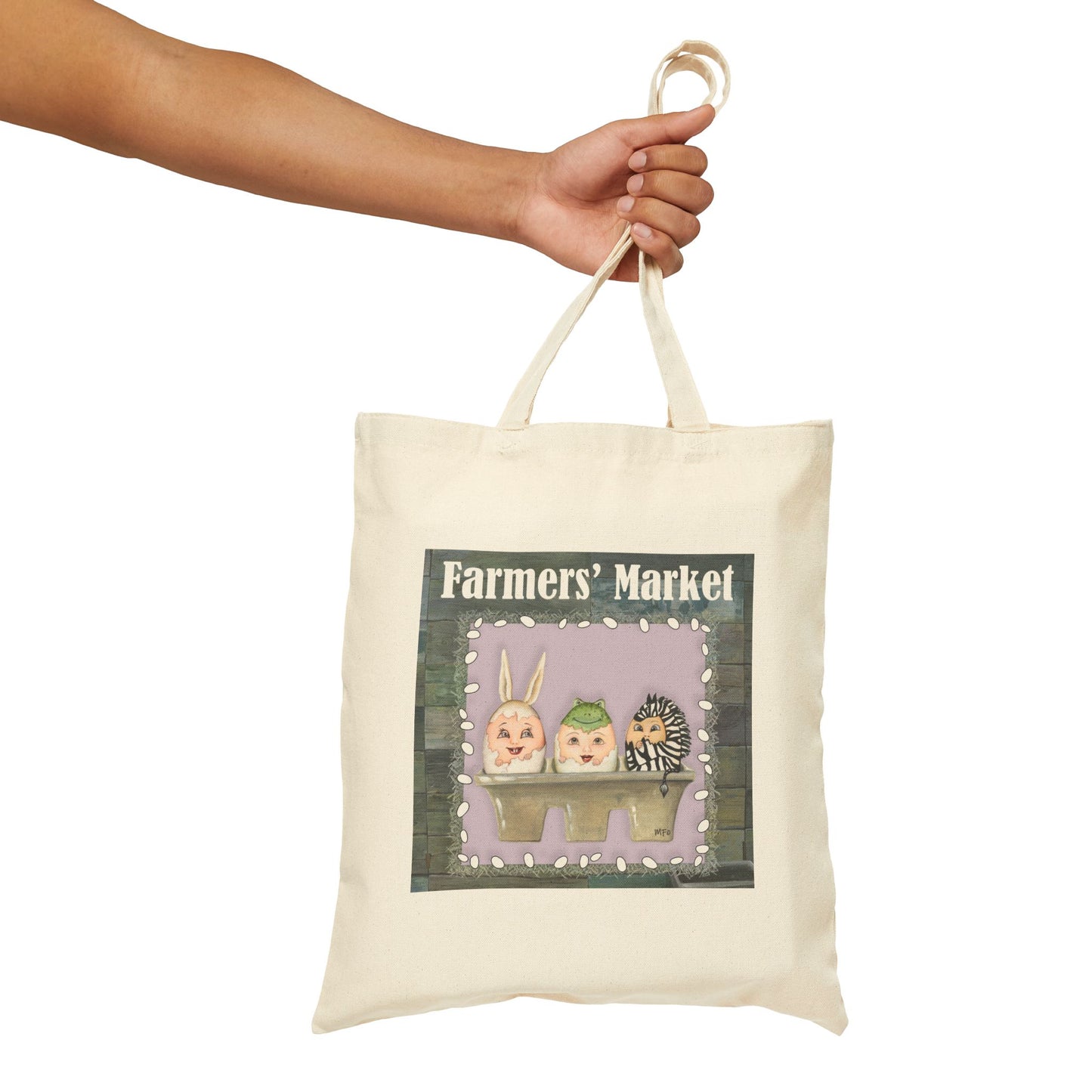 Farmers' Market Cotton Canvas Tote Bag - Eco-Friendly Shopping Bag for Produce and Groceries by artist Marie Frederique