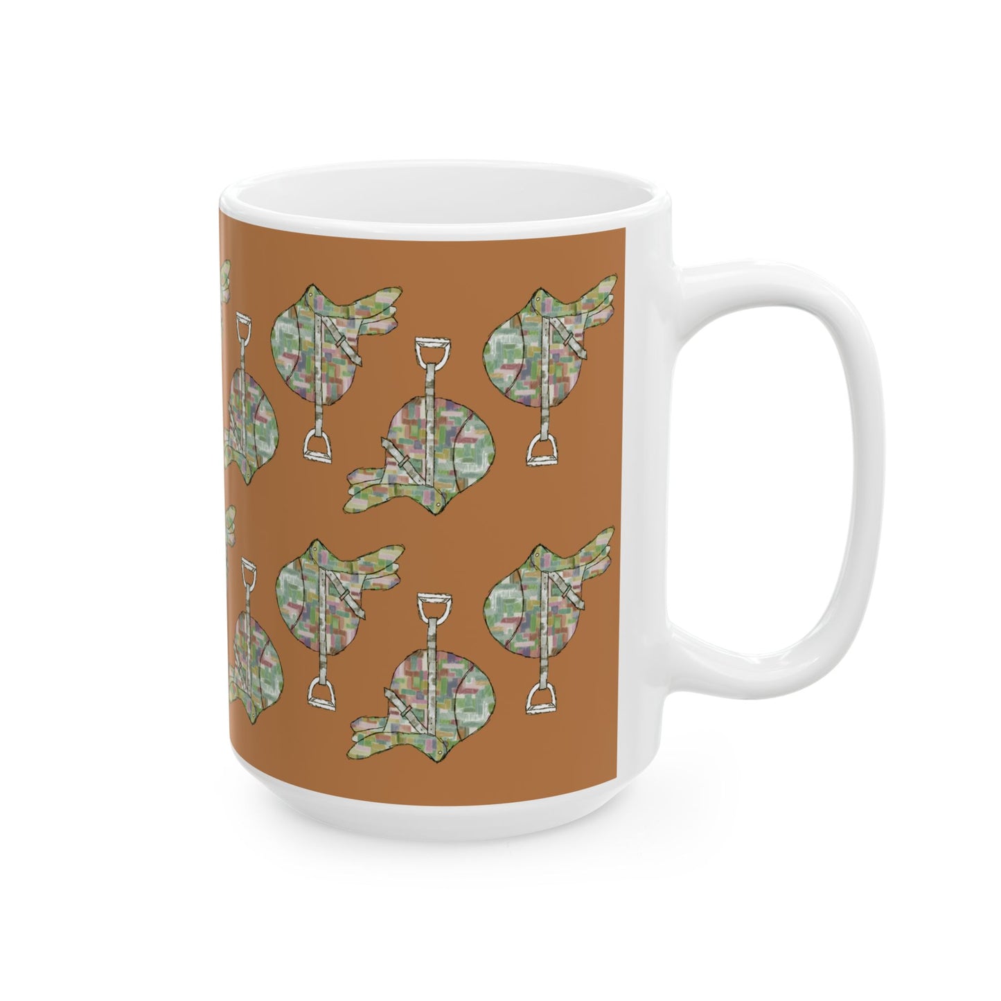 Equestrian Saddle pattern Ceramic Mug (11oz/15oz) by artist Marie Frederique