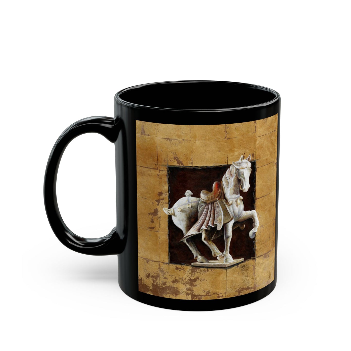 CTS Collection - Asian horse 1, Black Mug (11oz, 15oz) By Artist Marie Frederique