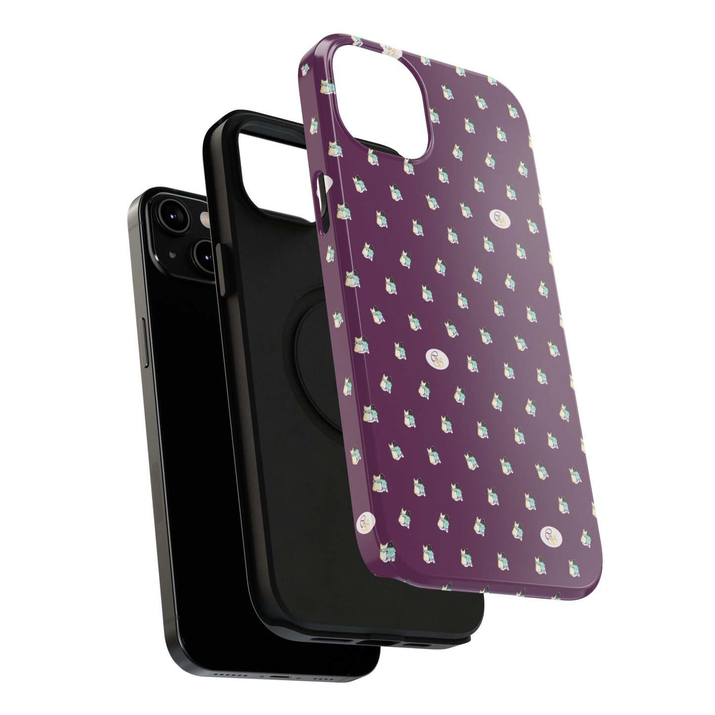 CTS Purple - repeat pattern boy and dog, Impact-Resistant Phone Cases by artist Marie Frederique