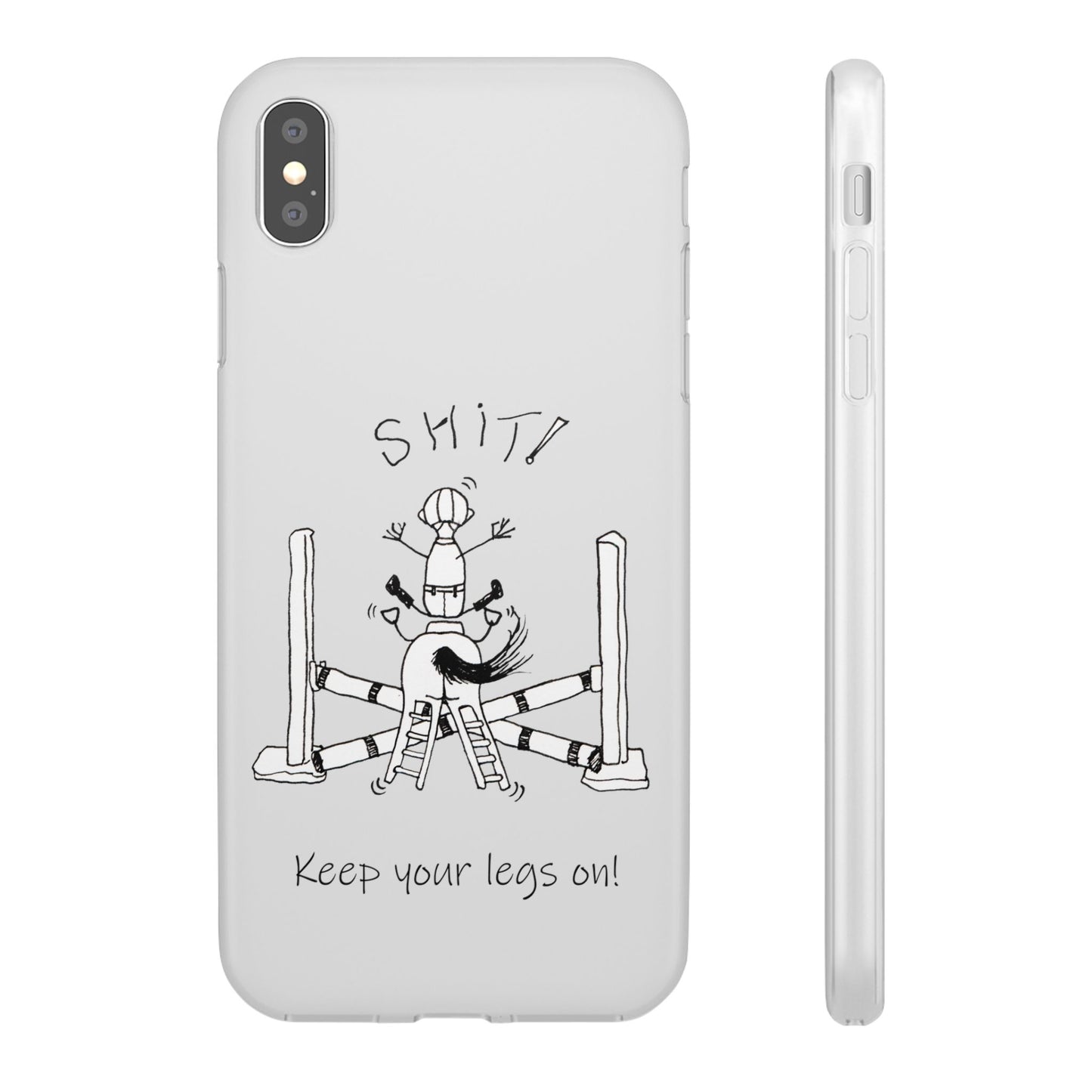 Equestrian Humor phone case - SHIT! "Keep your legs on!" Flexi Cases by artist Marie Frederique