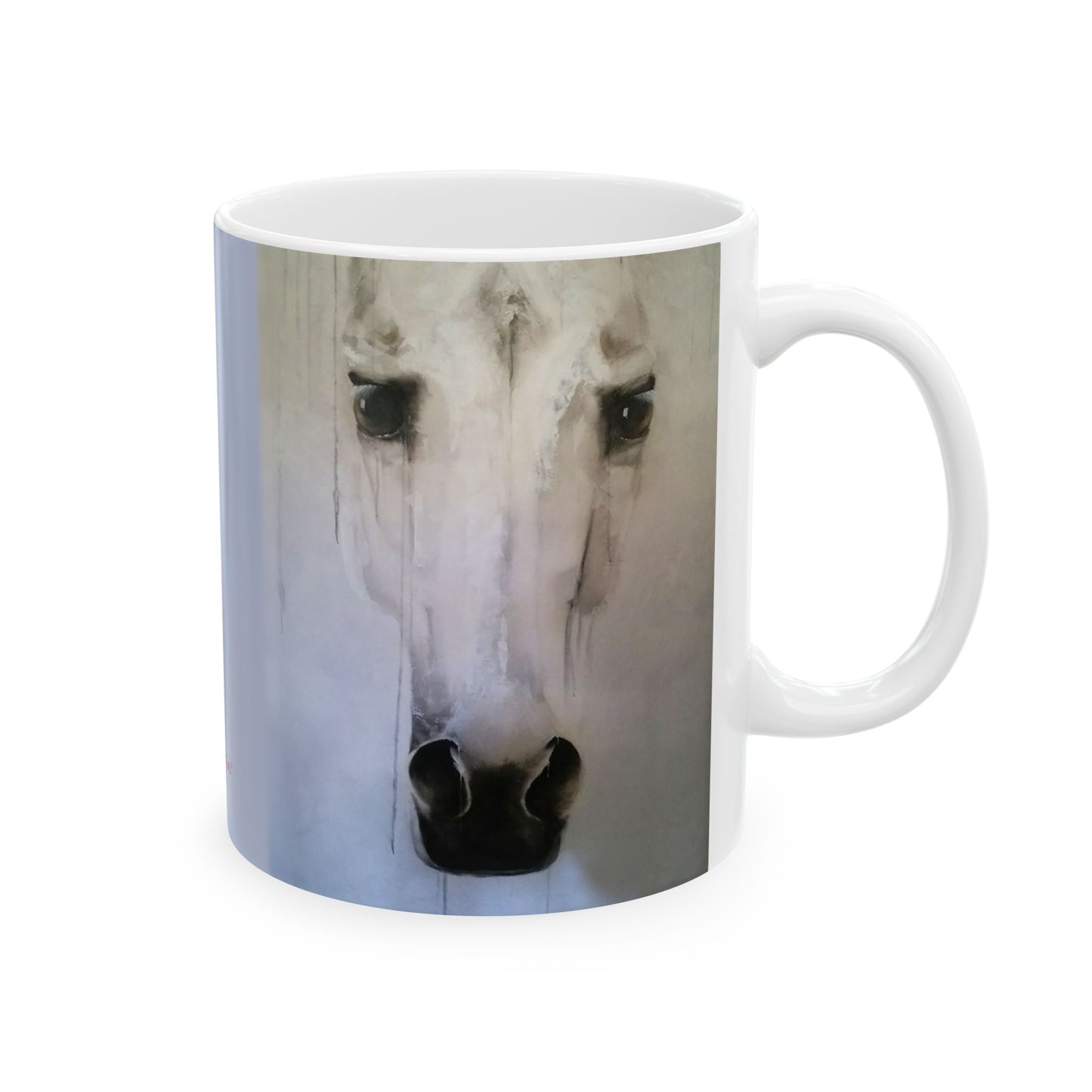 CTS Collection - White horse portrait art print 4, Ceramic Mug, 11oz By Artist Marie Frederique