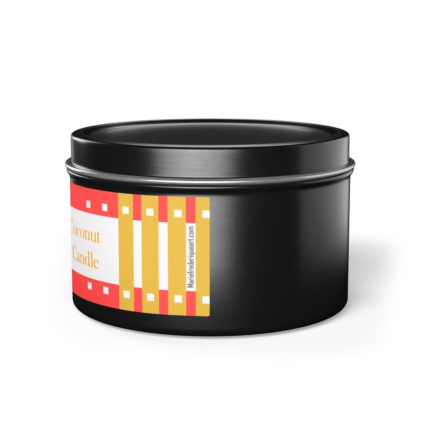 CTS #3 Candle Collection, "Mango Coconut" Scented Coconut Soy Wax Candle in a metal tin. 4 oz or 8 oz, 3 tin colors silver, black or gold