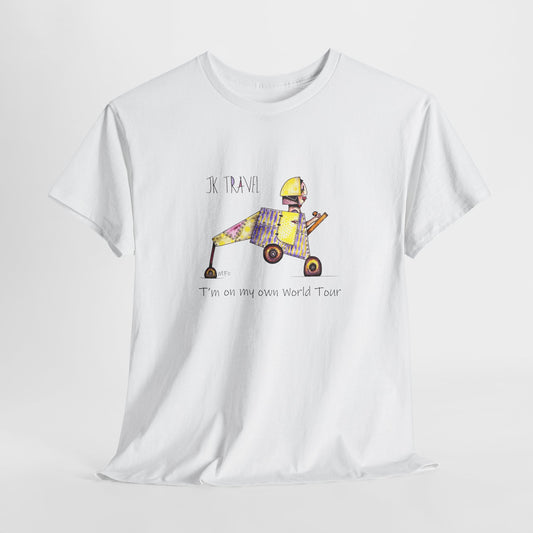 JK TRAVEL, I'm on my own World Tour! - Unisex Heavy Cotton Tee by Marie Frederique