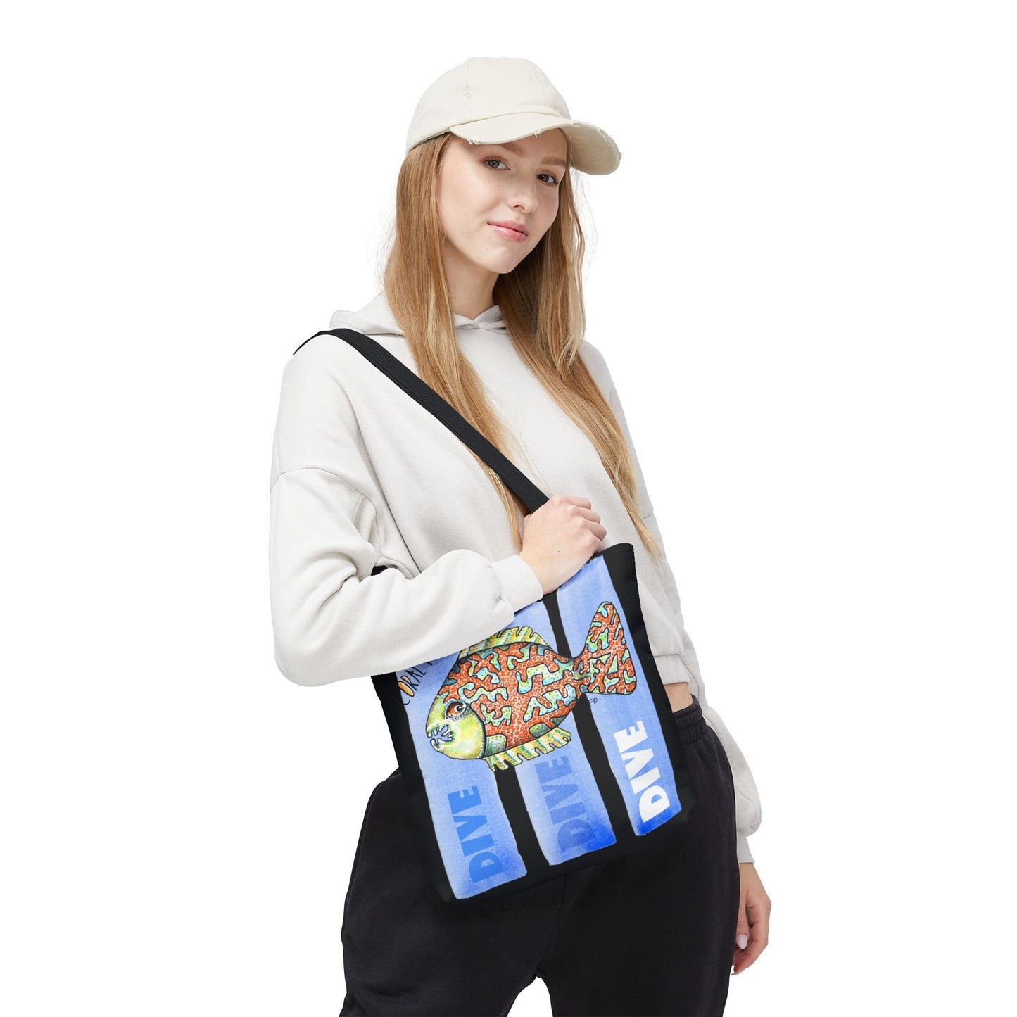 Scuba Dive Fish Tote Bag by artist Marie Frederique