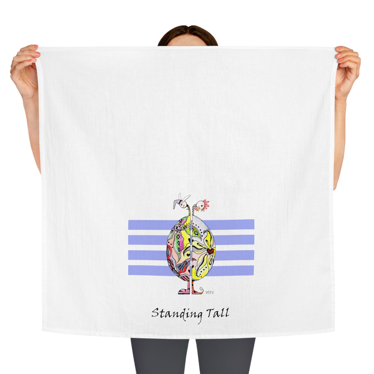 Inspirational "Standing Tall" Tea Towel - Vibrant Design for Kitchen Decor by artist Marie Frederique