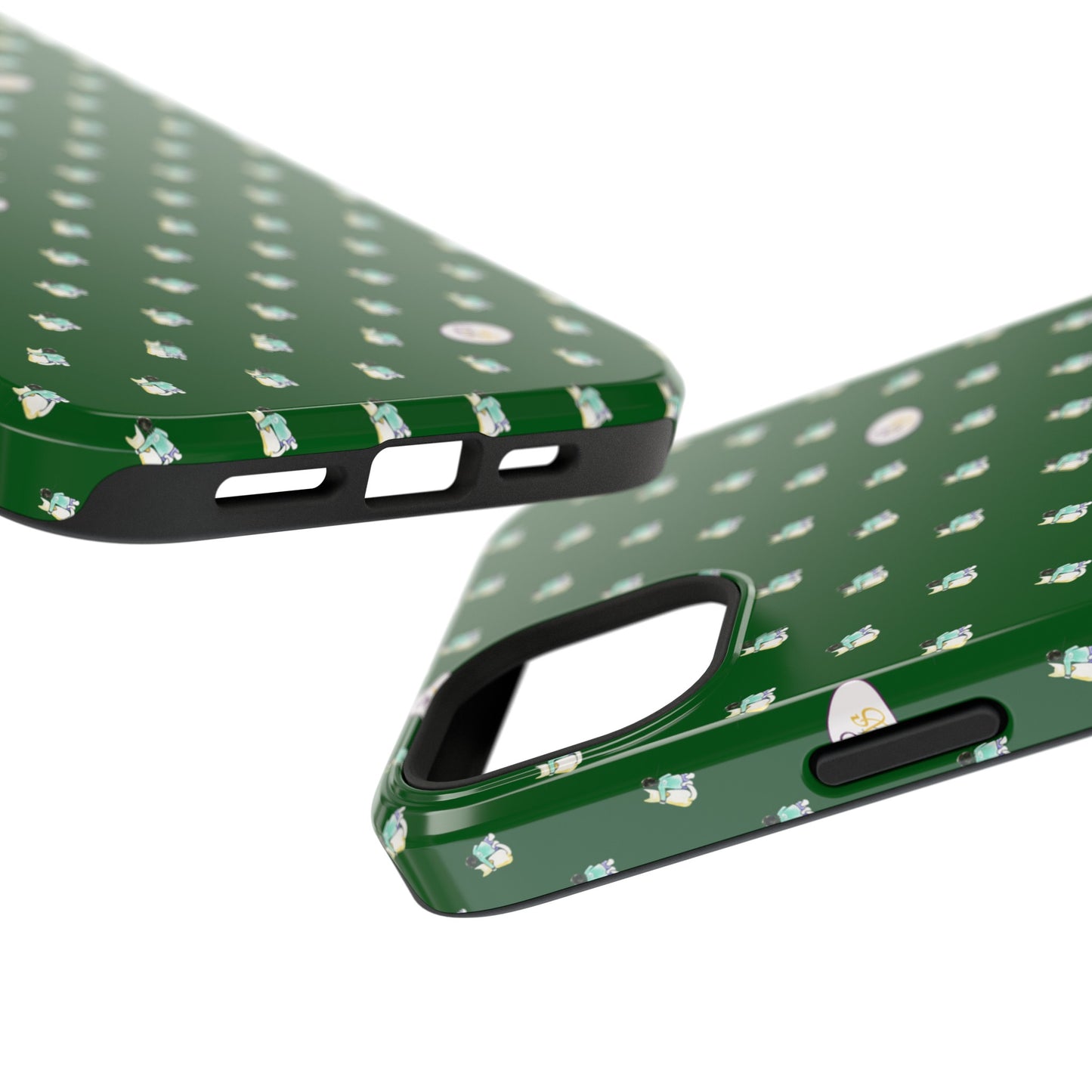 CTS Green - repeat pattern boy and dog, Impact-Resistant Phone Cases by artist Marie Frederique