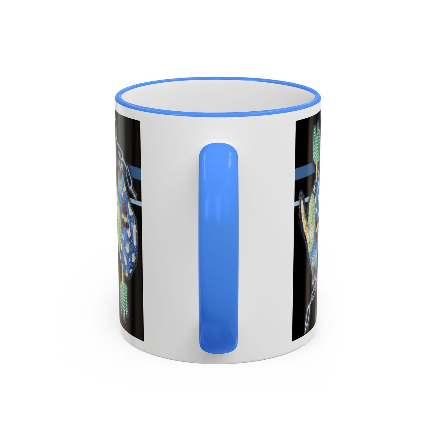 Fish on a Line Accent Rim Mug (11oz/15oz) by artist Marie Frederique
