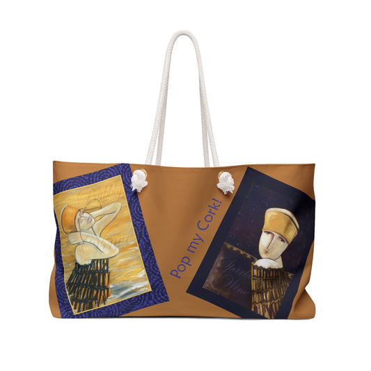 New Year/Celebration, Pop my Cork! Weekender Bag by artist Marie Frederique