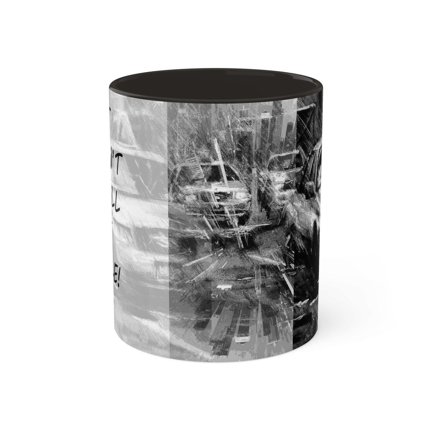 City Traffic - "If it weren't for all the people!" Black and white traffic Mug, 11oz by Artist Marie Frederique