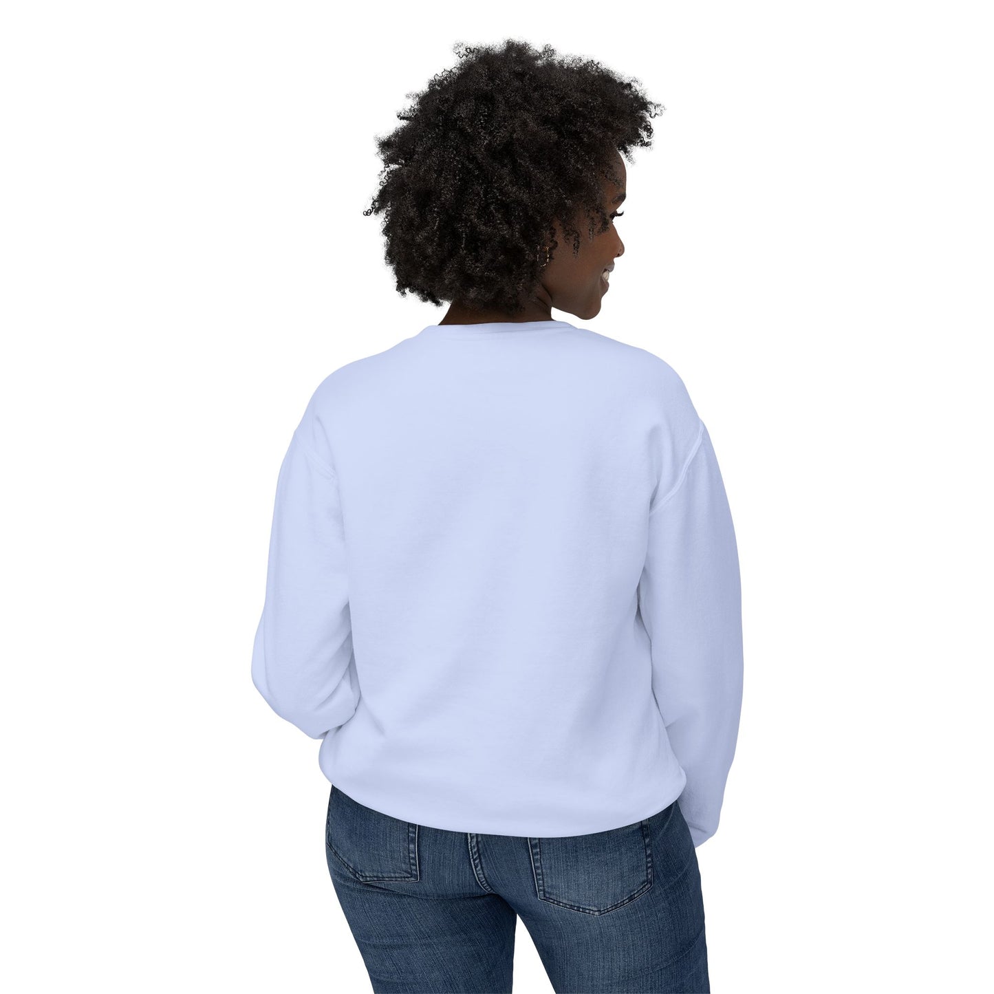 Thanksgiving "The Stuffing goes where? Run Turkey Run..." - Unisex Lightweight Crewneck Sweatshirt by artist Marie Frederique