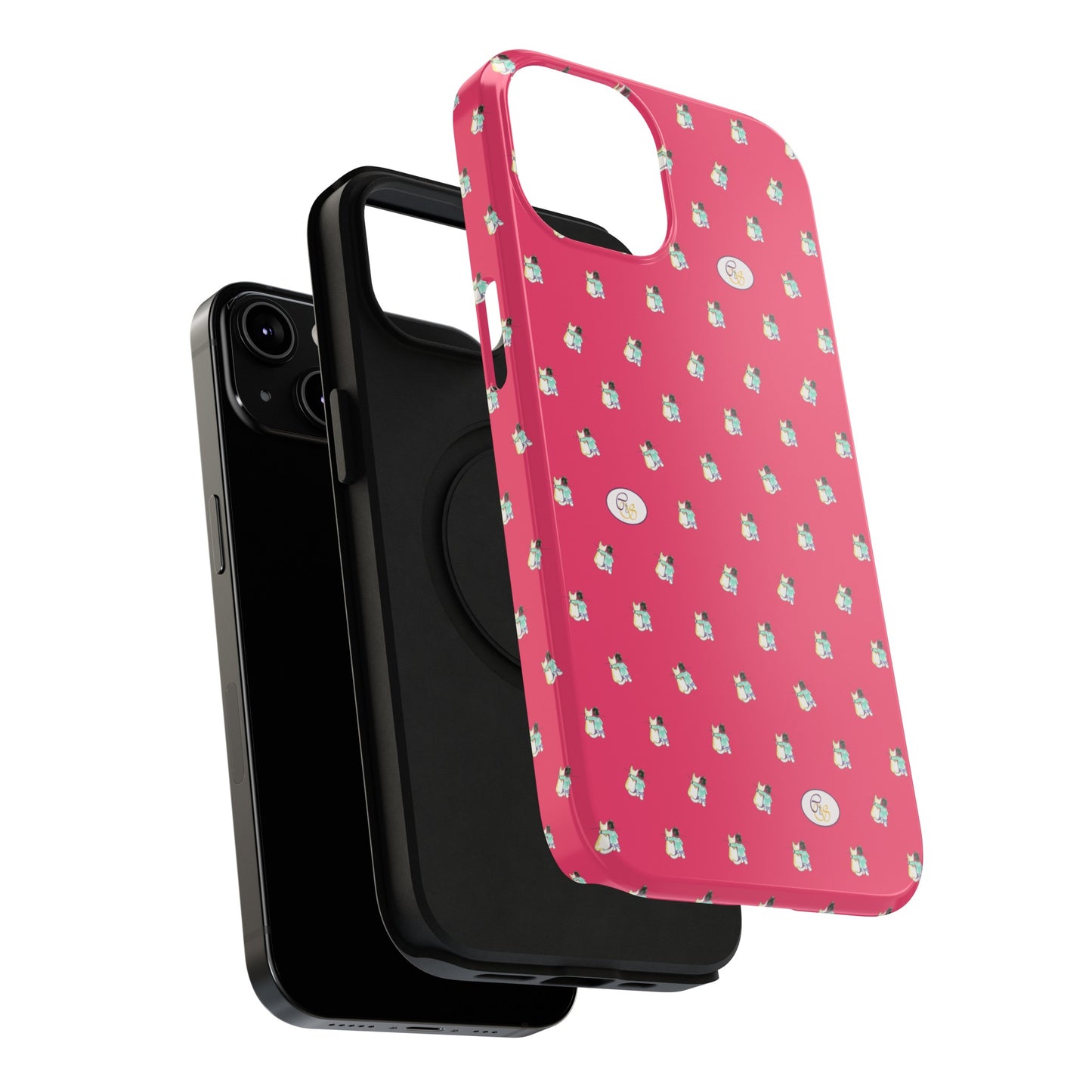 CTS Pink - repeat pattern boy and dog, Impact-Resistant Phone Cases by artist Marie Frederique