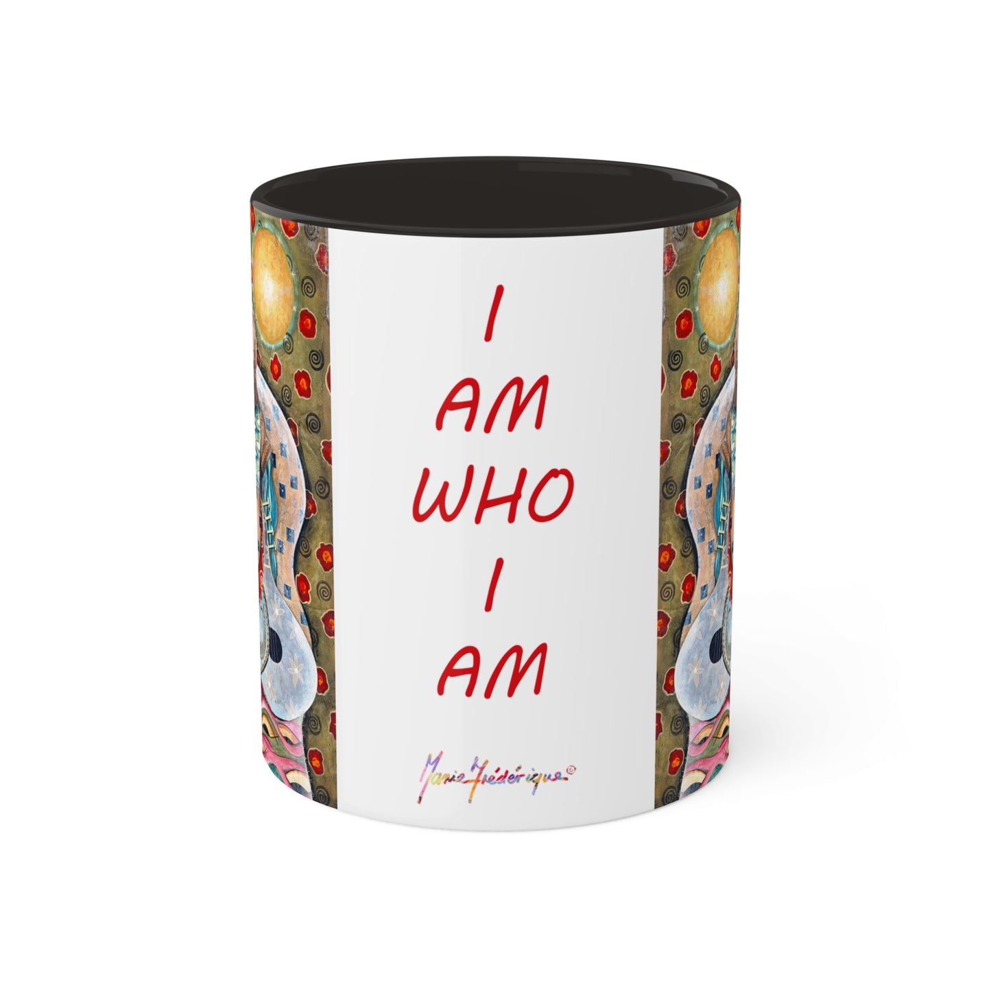 Mother Mary - Colorful Mug in 5 colors, Red Black, Light green, Blue and Pink 11oz By Artist Marie Frederique