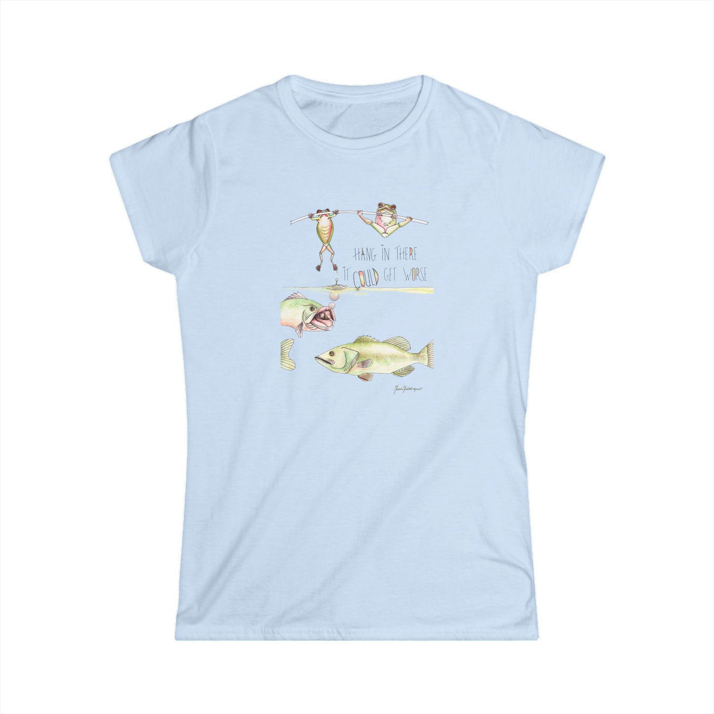 Whimsical Frog & Fish Illustration "Things could get worse" by artist Marie Frederique