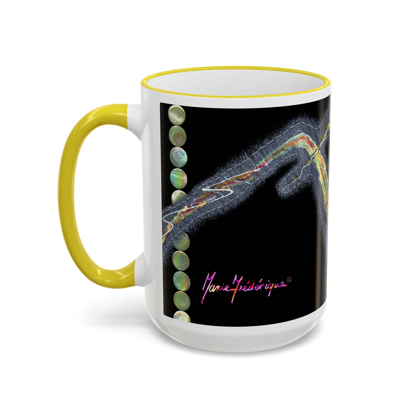 Rose fish Accent Rim Mug – Artistic Aquarium Coffee Cup (11oz & 15oz) by artist Marie Frederique