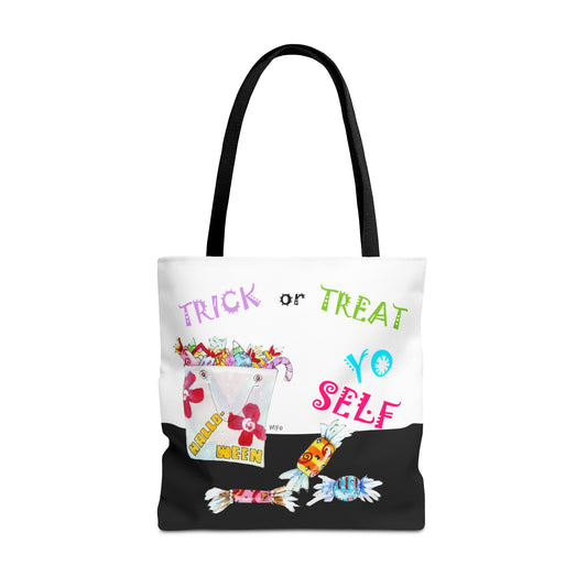 Halloween "Trick or Treat Yo Self" - Tote Bag by artist Marie Frederique