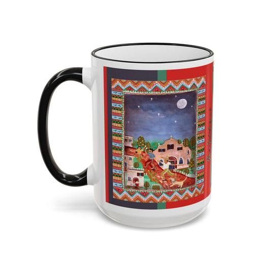 Colorful Southwestern Desert Illustration — 11oz/15oz Ceramic Coffee Cup by artist Marie Frederique