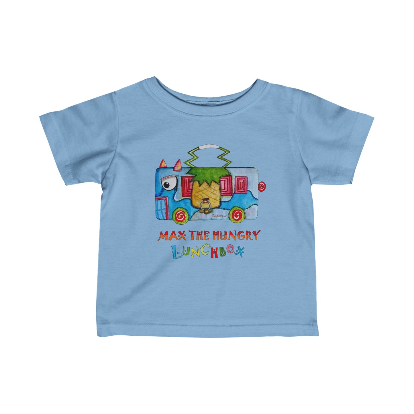 Max the Hungry Lunchbox - Infant Fine Jersey Tee in 4 colors By Artist Marie Frederique