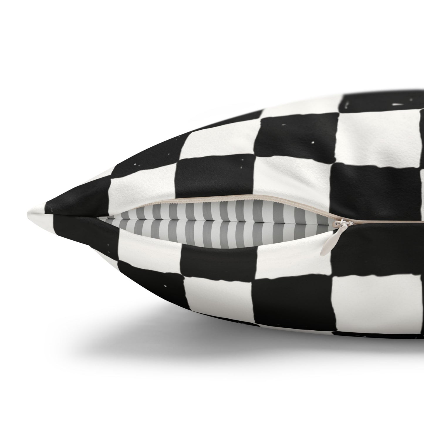 Rooster Checkered Faux Suede Pillowcase — "Freckles" Farmhouse Throw Pillow Cover by artist Marie Frederique