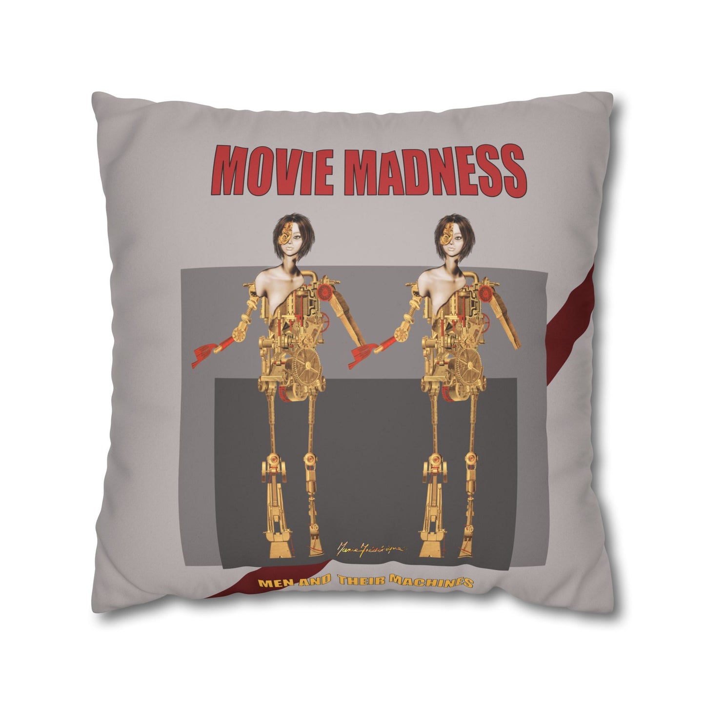 Movie Madness Faux Suede Square Pillowcase by artist Marie Frederique
