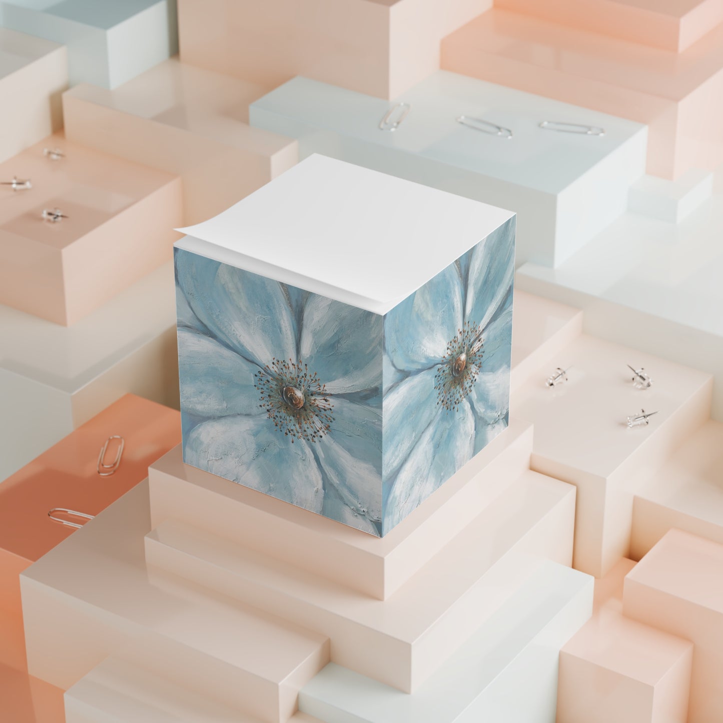 Blue flower Sticky Note Cube