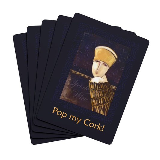 Elegant Bridge Poker Playing Cards - Vintage Design with 'Pop my Cork!' by artist Marie Frederique
