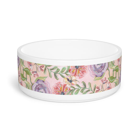 CTS Floral pink Pet Bowl designer brand by Artist Marie Frederique