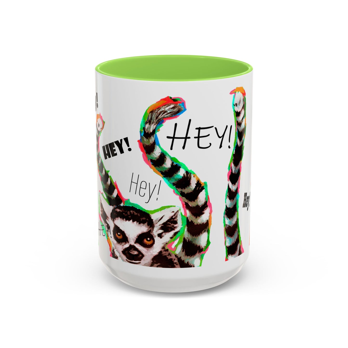 Lemurs from Madagascar scrambling to say "Hey!" - Colorful Mug by Artist Marie Frederique
