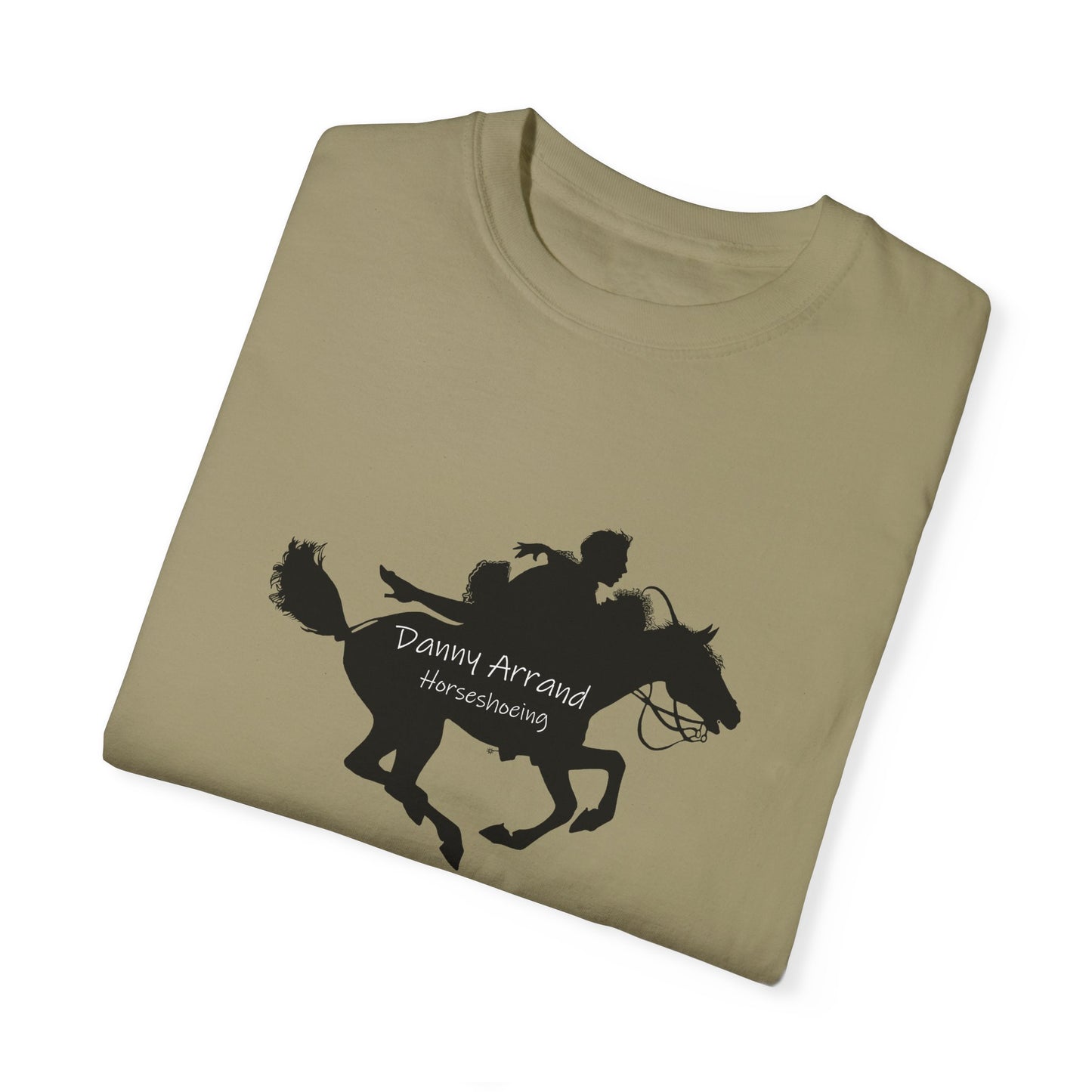 Equestrian Adventure, Runaway couple on a pony - Unisex Garment-Dyed T-Shirt - USA Flag Danny Arrand