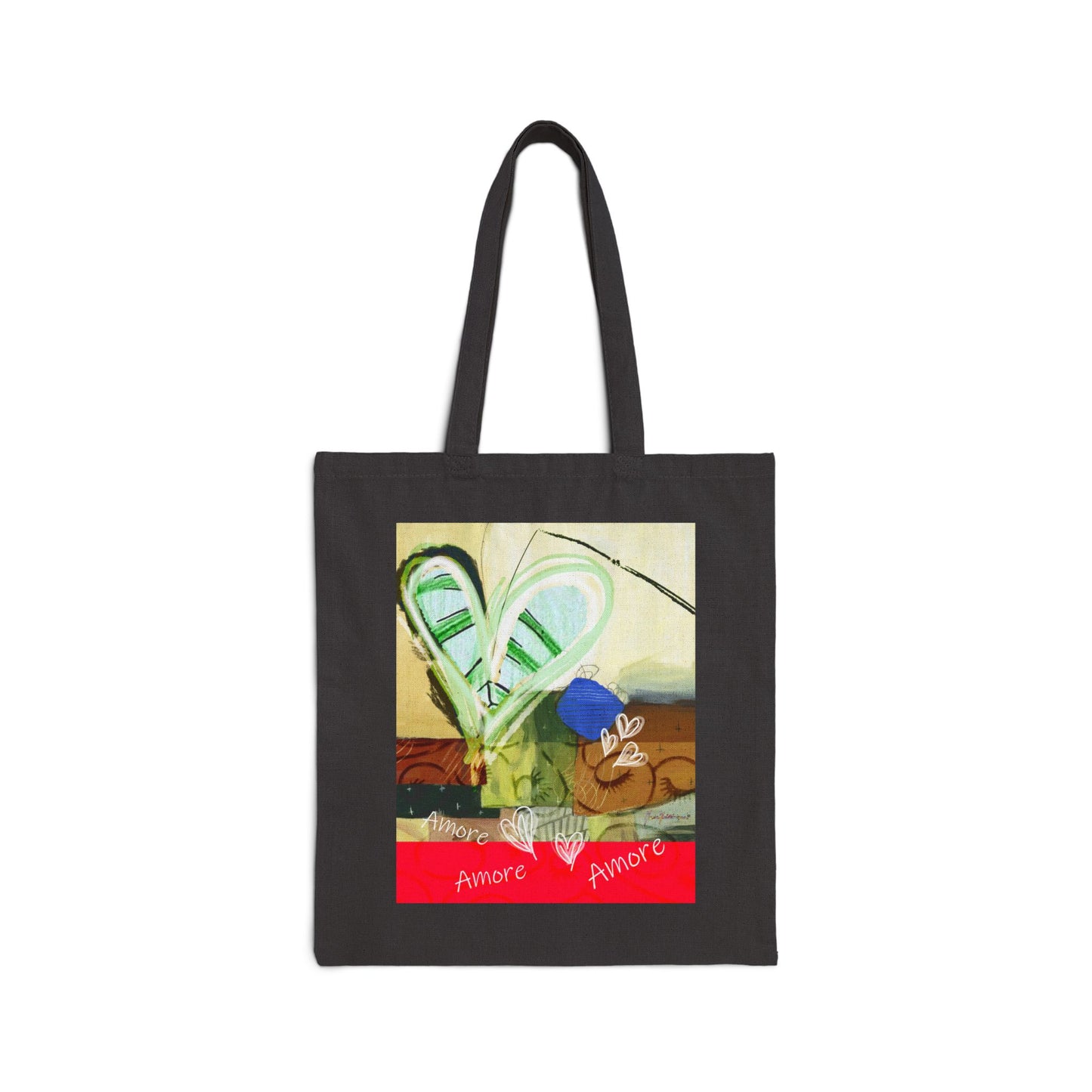 Amore Cotton Canvas Tote Bag Abstract Art printed on both sides by artist Marie Frederique