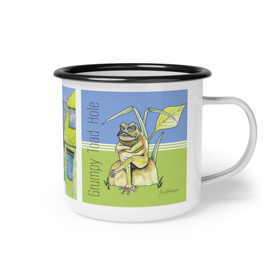 Grumpy Toad Coffee Lover's Mug, Metal mug by artist Marie Frederique