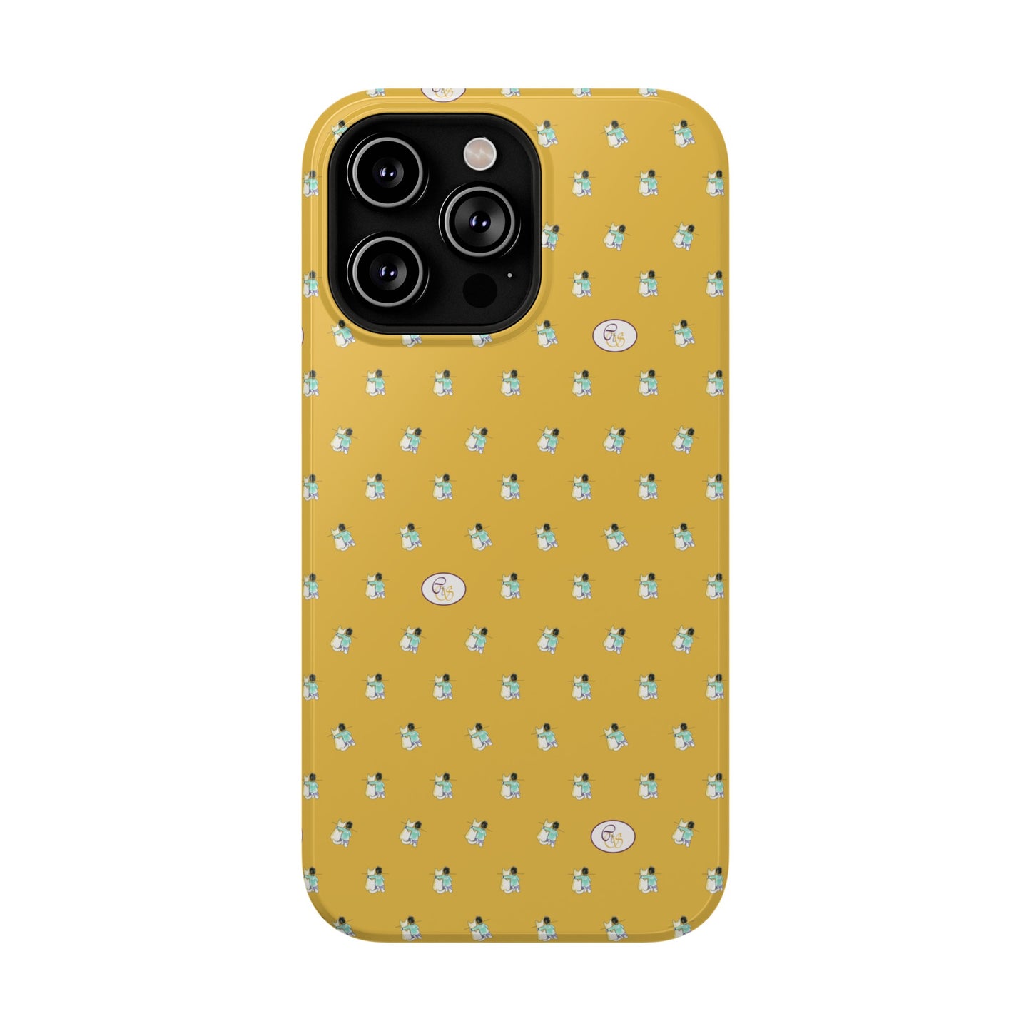 CTS Gold - repeat pattern boy and dog, Impact-Resistant Phone Cases by artist Marie Frederique