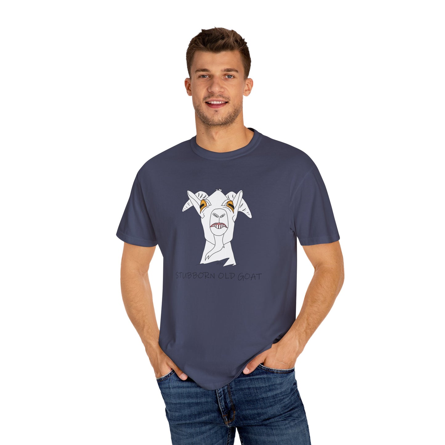 Stubborn Old Goat T-Shirt - Unisex Tee for Goat Lovers by artist Marie Frederique